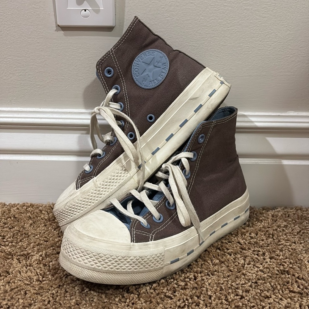 Brown/Blue Platform Converse - image 1